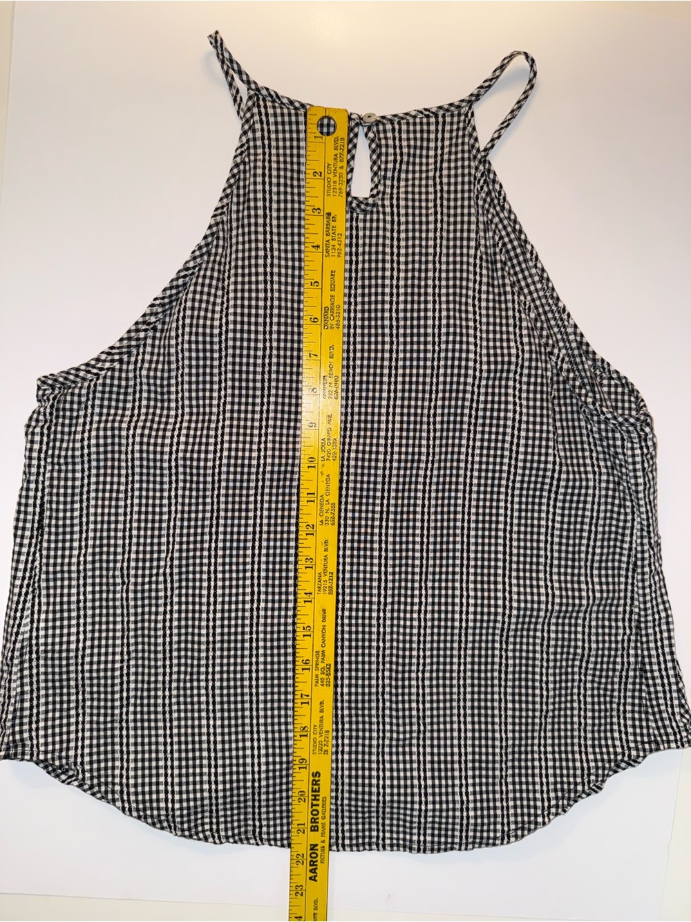 Black and White Checkered Cotton Gingham Spaghetti Strap Camisole